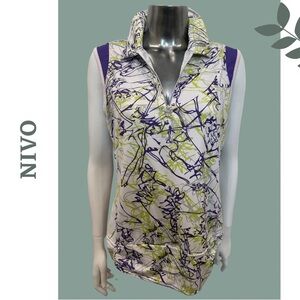 Nivo Golf Women's Abstract Print Top Sleeveless Polo Purple, White Green Medium